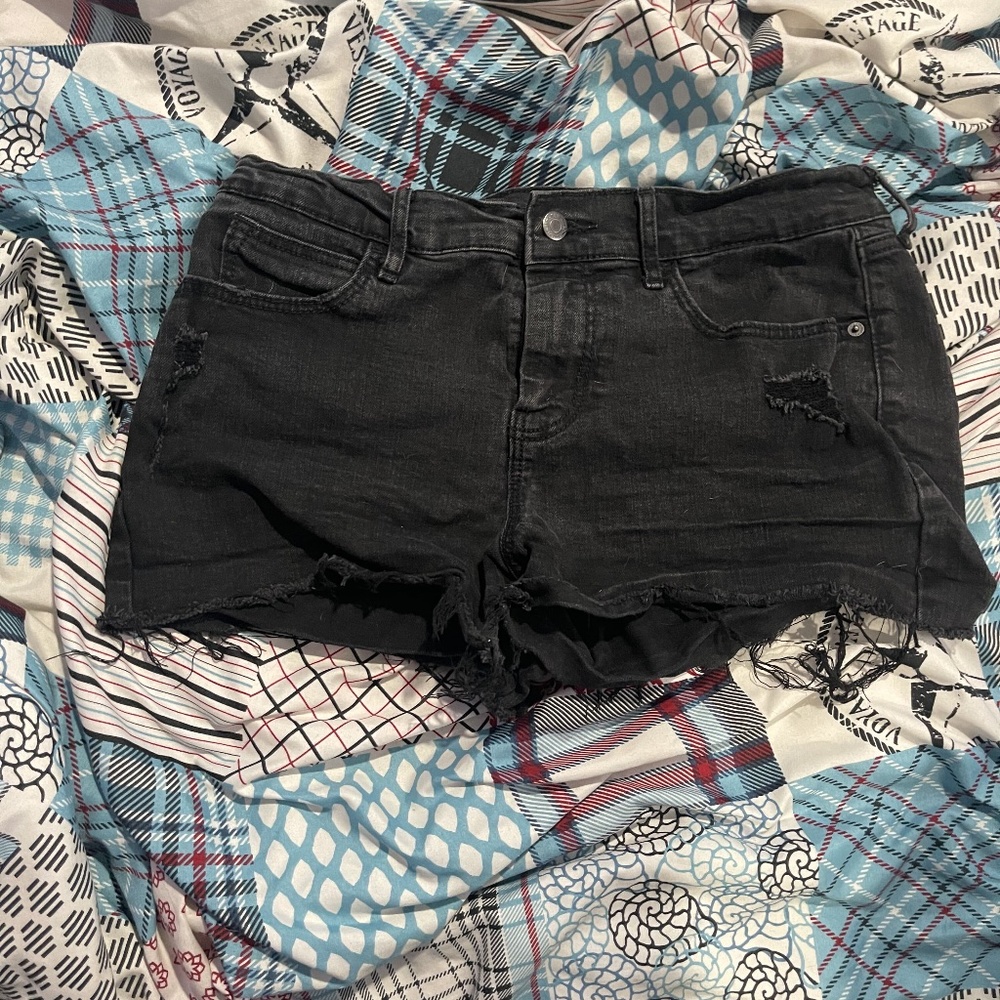Black Distressed Shorts